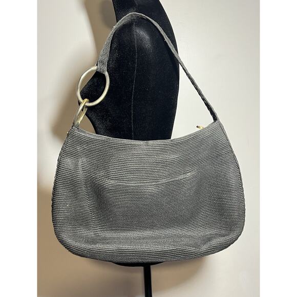 Eric Javits Light Black Woven Squishee Shopper Shoulder Handbag Tote Satchel - Picture 5 of 8